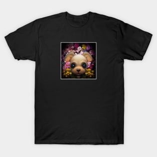 puppy in the middle of flowers T-Shirt